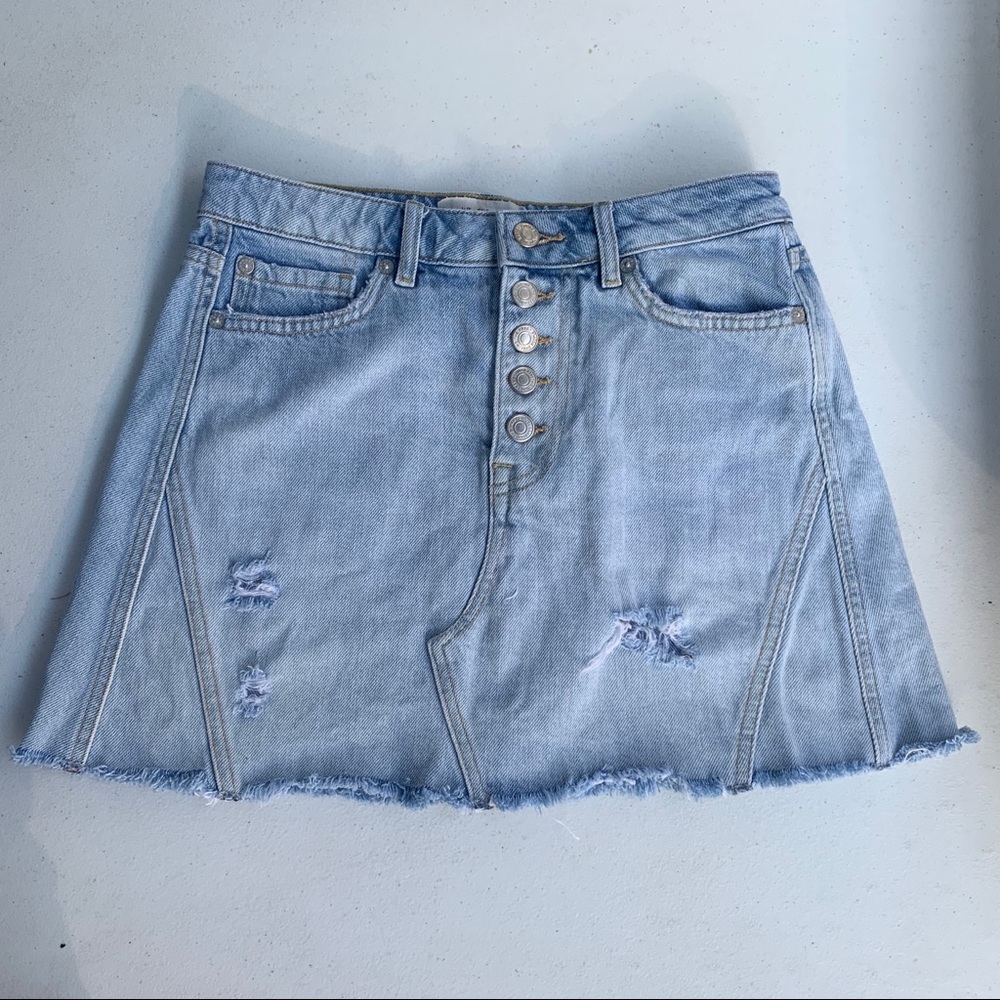 We the Free distressed Denim A-Line jean Skirt 26